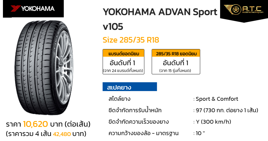 4本 サマータイヤ 255 40R18 95Y ヨコハマ アドバンスポーツV105 MO メルセデス承認 V105  ADVAN Sport V105 - 2